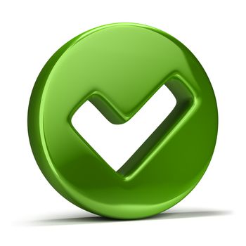 3d image. Green checkmark icon. Isolated white background.