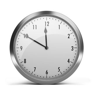 clock with a silver rim. 3d image. Isolated white background.
