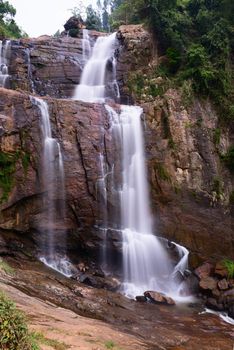 Beautiful waterfall, Ramboda Falls waterfall in Sri Lanka