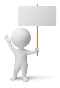 3d people with the blank announcement in hands. 3d image. Isolated white background.