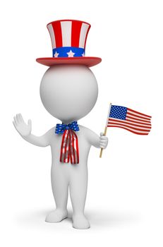 3d small people - Independence Day. 3d image. Isolated white background.