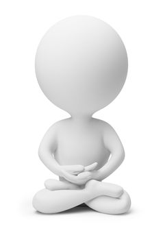 3d small people meditating. 3d image. Isolated white background.