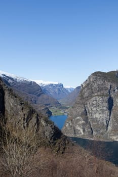 The picture shows somewhere in Norway with mountains and fjords.