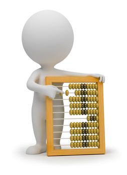 3d small people with abacus. 3d image. Isolated white background.
