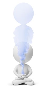3d small person in whom is the spirit. 3d image. Isolated white background.