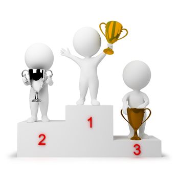3d small people - rewarding of winners. 3d image. Isolated white background.