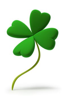 Clover by St. Patrick's Day. 3d image. Isolated white background.
