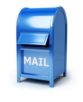Dark blue brilliant mail box. 3d image. Isolated white background.