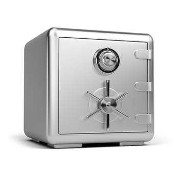steel safe. 3d image. Isolated white background.