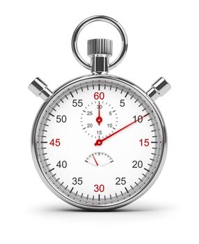 Stopwatch. 3d image. Isolated white background. Clipping path included.