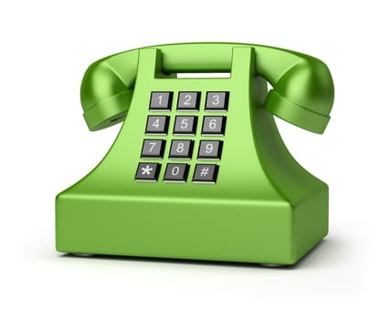 Green brilliant phone. 3d image. Isolated white background.