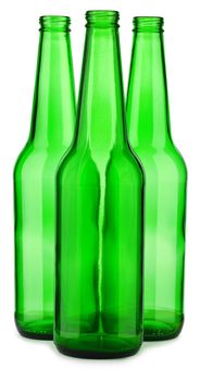 three green bottle isolated