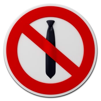 Sign a forbidding tie on the white isolated background
