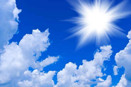 cumulus clouds with sun