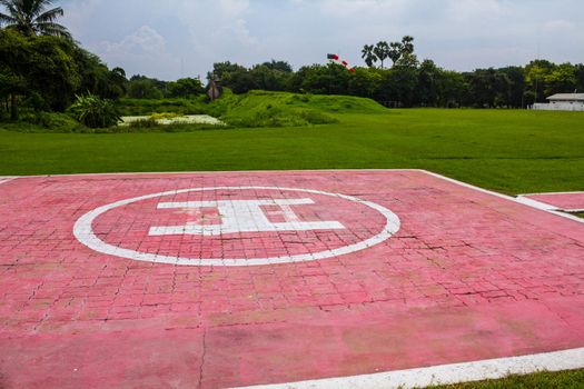 Heliport for helicopter in lopburi of Thailand