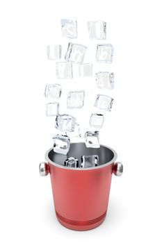Ice bucket with flying ice cubes
