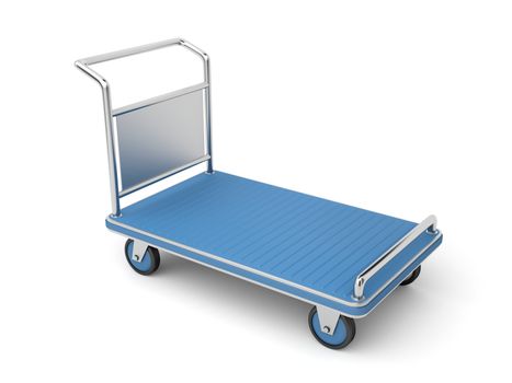 Airport luggage cart on white background