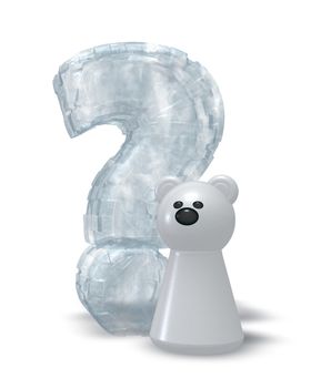 polar bear and frozen question mark - 3d illustration