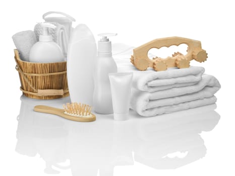 big composition of objects for bathing