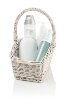 basket with bottles 