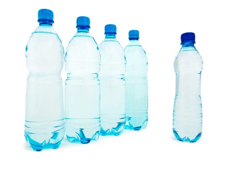 group of blue bottle isolated