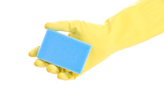 hand in glove with sponge