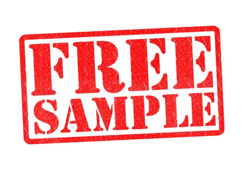 FREE SAMPLE Rubber Stamp over a white background.