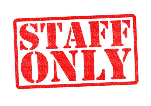 STAFF ONLY Rubber Stamp over a white background.