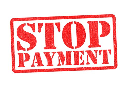 STOP PAYMENT Rubber Stamp over a white background.