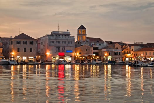 Vodice waterfront golden evening view, Dalmatia, Croatia