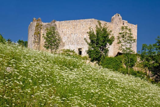 Slunj old fortress ruin in green nature, Croatia
