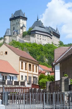 Famous Gothic Karlstejn Castle near Prague, Czech Republic