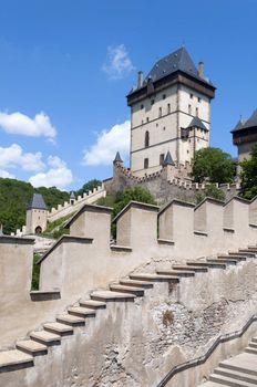 Famous Gothic Karlstejn Castle near Prague, Czech Republic