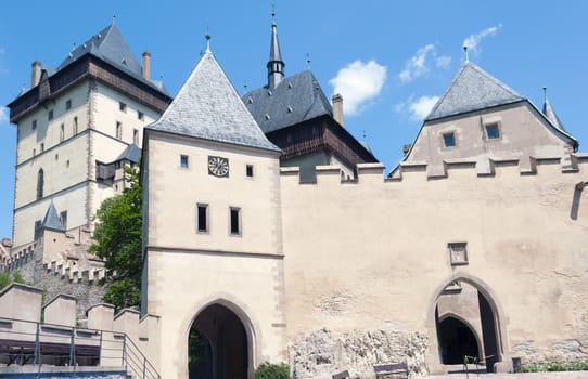 Famous Gothic Karlstejn Castle near Prague, Czech Republic