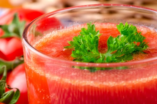 Fresh tomato juice with herbs