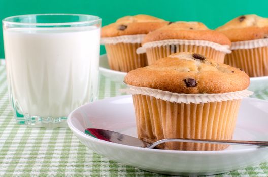 Fresh muffins on the table.