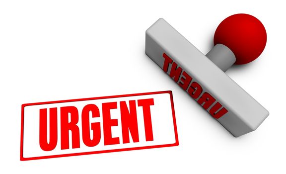 Urgent Stamp or Chop on Paper Concept in 3d