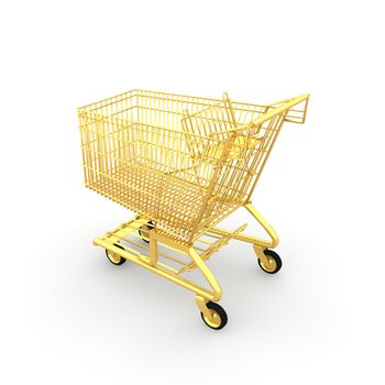 Shopping cart made ������of gold is a wonderful windfall and very luxurious.