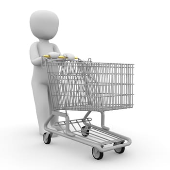 Shopping cart made ������of gold is a wonderful windfall and very luxurious.