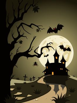 Halloween theme from the castle in the background