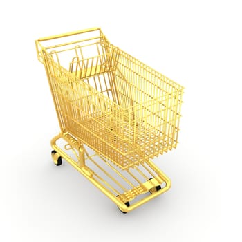 Shopping cart made ������of gold is a wonderful windfall and very luxurious.