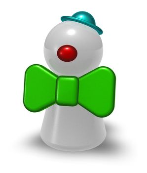 play figure clown on white background - 3d illustration