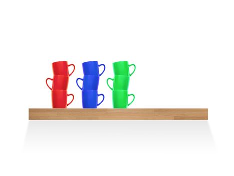 A wooden book shelve isolated against a white background