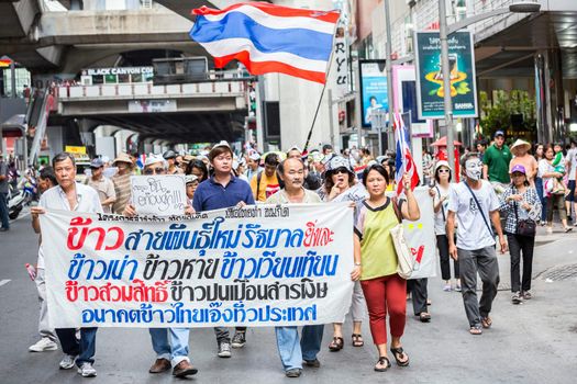 BANGKOK,THAILAND- JUNE 30 : Unidentified protesters, V for Thailand group, wear Guy Fawkes masks to protest government