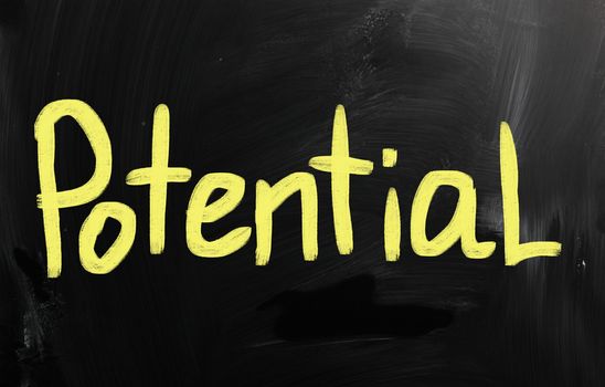 business ideas handwritten with white chalk on a blackboard.