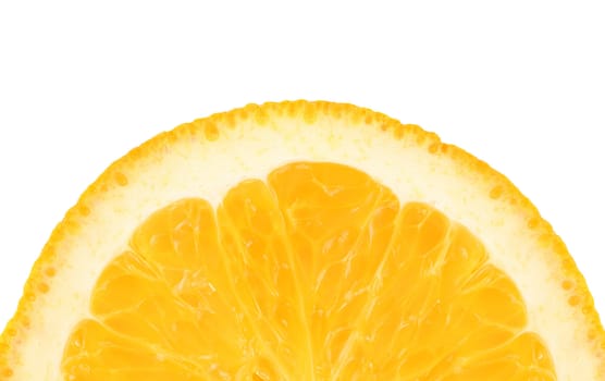 A quarter of orange isolated on the white background