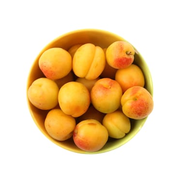 fresh apricot on a bowl on the white background