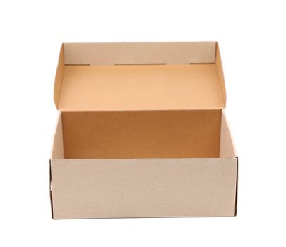 Shoes box is located on the white background