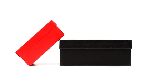 Two box, red and black on the white background