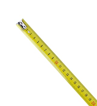 Tape Measure by diagonal isolated on the white background